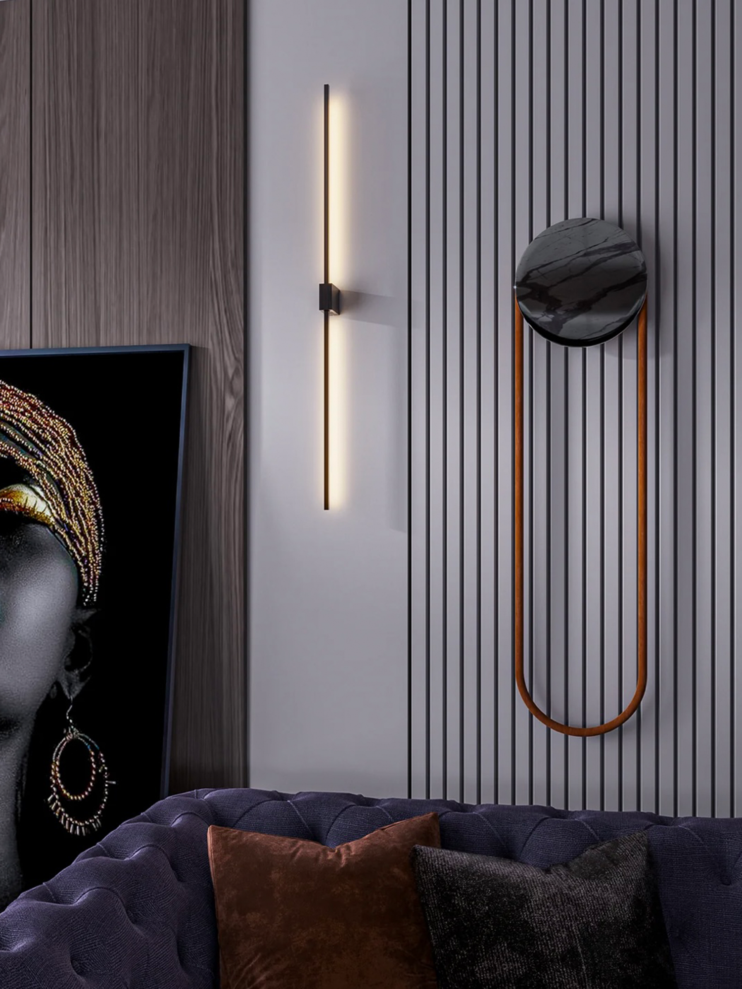 Double Lines Square Black - Wall Lamp