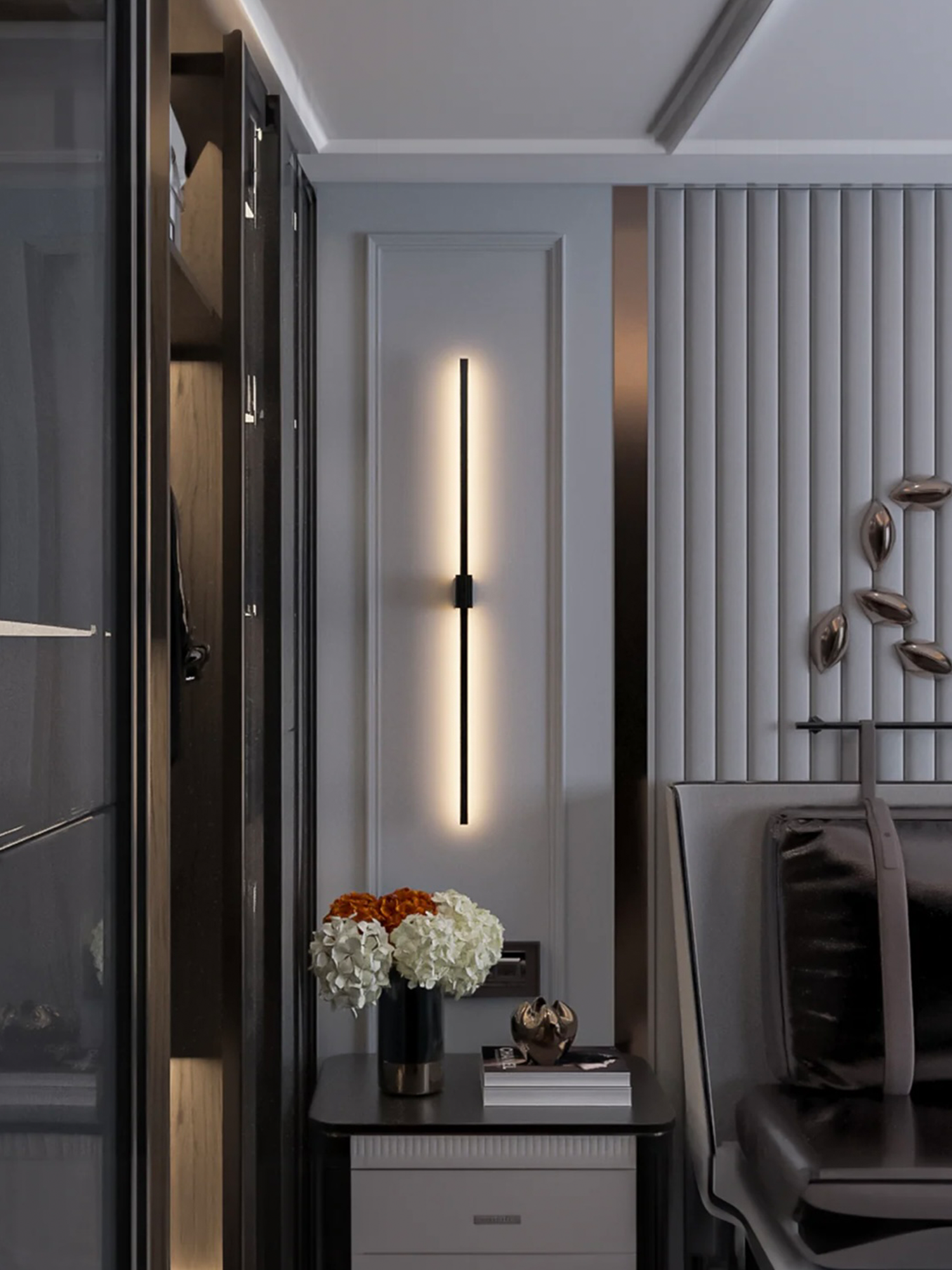 Double Lines Square Black - Wall Lamp