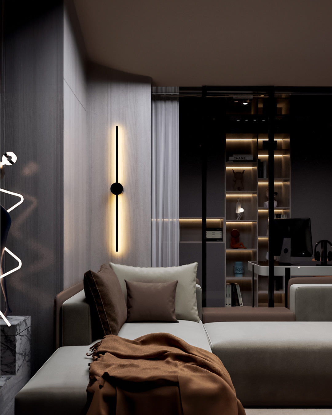 Double Lines Circle Black - Wall Lamp